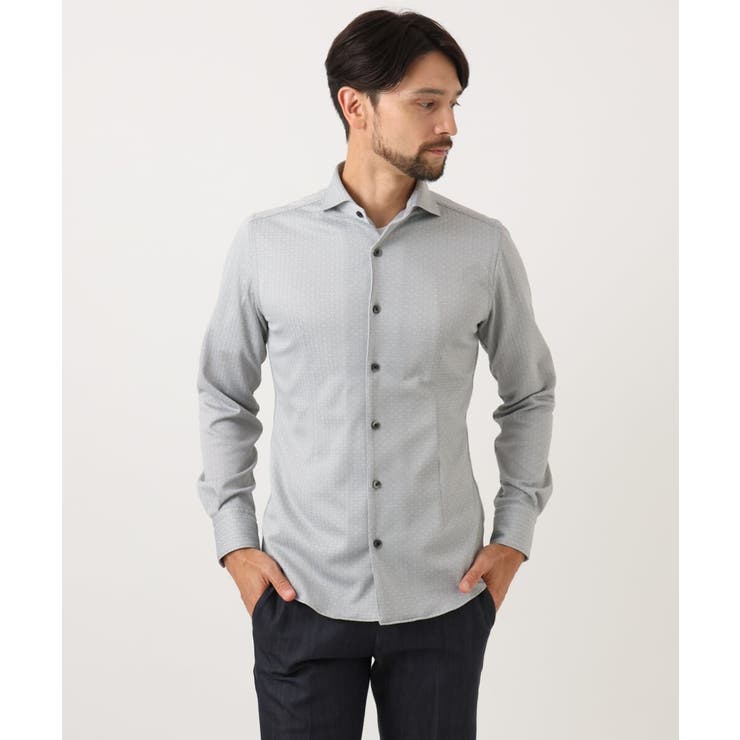 ライトグレー | 《日本製》ジャガード長袖シャツ | MICHEL KLEIN HOMME