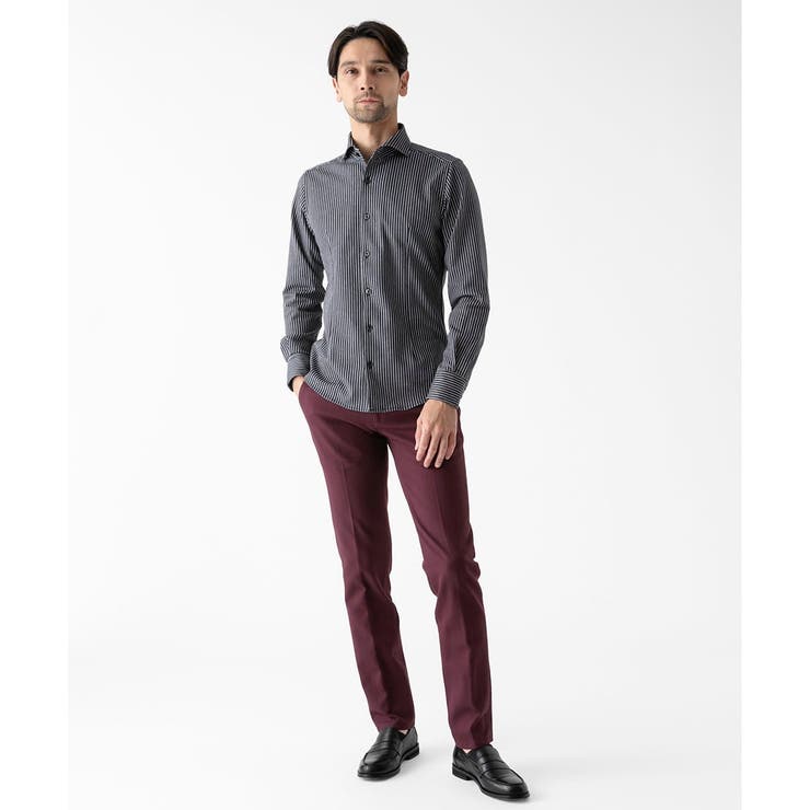 《日本製》ストライプ柄ジャージ長袖シャツ | MICHEL KLEIN HOMME | 詳細画像12 