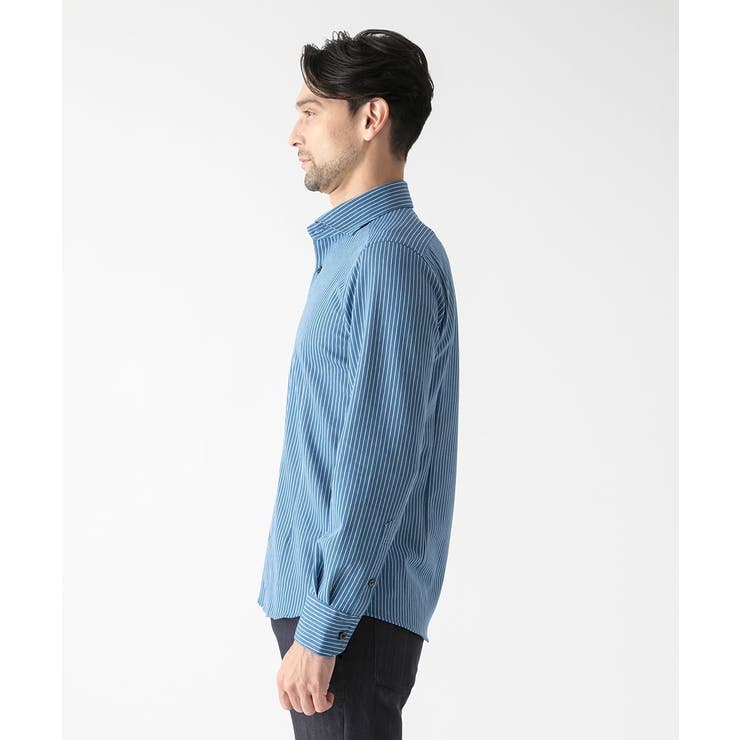 《日本製》ストライプ柄ジャージ長袖シャツ | MICHEL KLEIN HOMME | 詳細画像5 