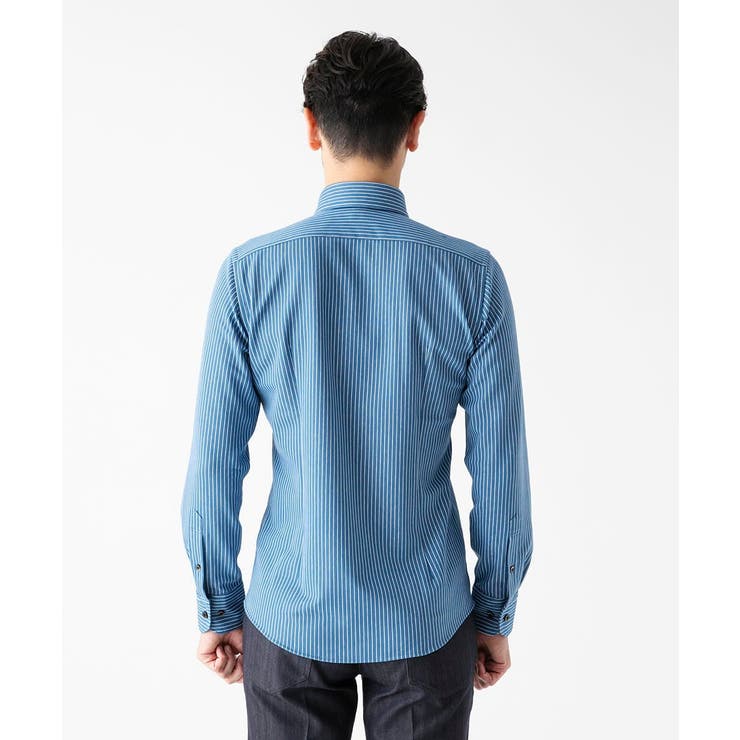 《日本製》ストライプ柄ジャージ長袖シャツ | MICHEL KLEIN HOMME | 詳細画像6 