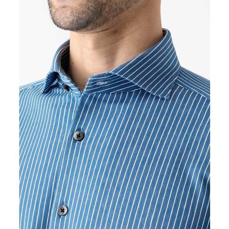 《日本製》ストライプ柄ジャージ長袖シャツ | MICHEL KLEIN HOMME | 詳細画像7 