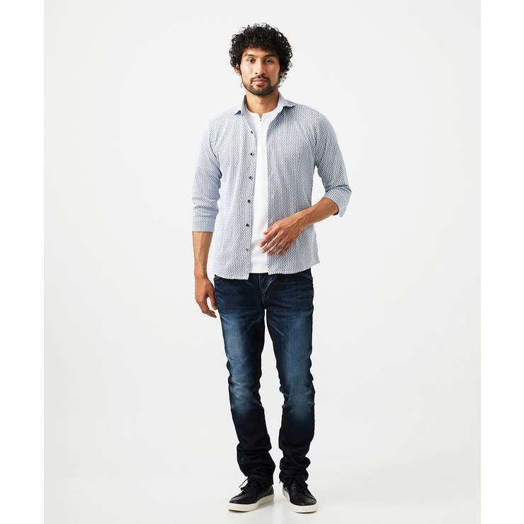 《日本製》ストレッチラッセル七分袖シャツ | MICHEL KLEIN HOMME | 詳細画像15 