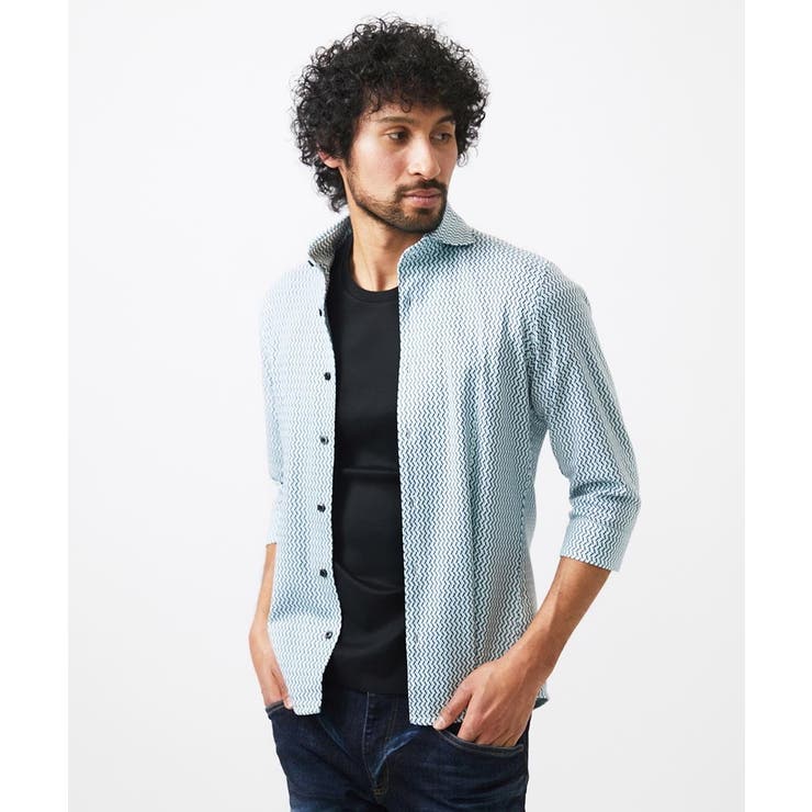 《日本製》ストレッチラッセル七分袖シャツ | MICHEL KLEIN HOMME | 詳細画像2 