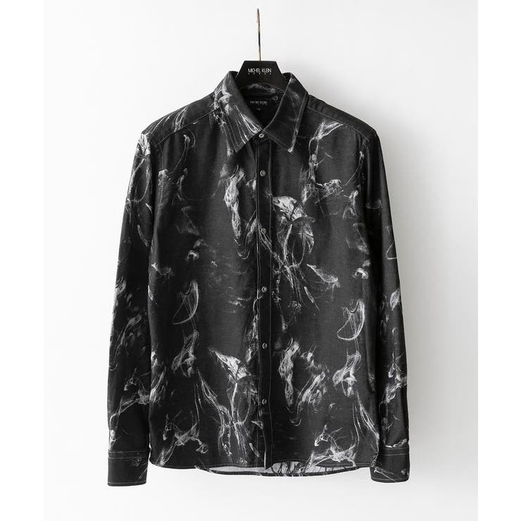 ブラック | スモーク柄長袖シャツ | MICHEL KLEIN HOMME