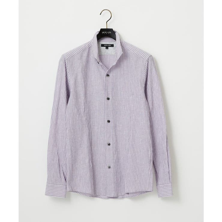 ラベンダー | ジャージストライプ長袖シャツ | MICHEL KLEIN HOMME