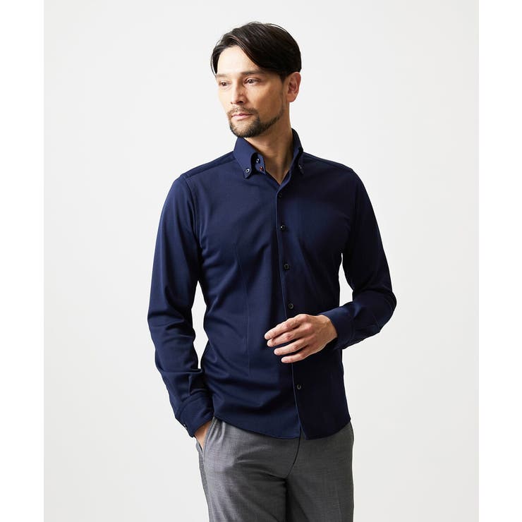 ネイビー | 《日本製》ボタンダウン長袖シャツ | MICHEL KLEIN HOMME