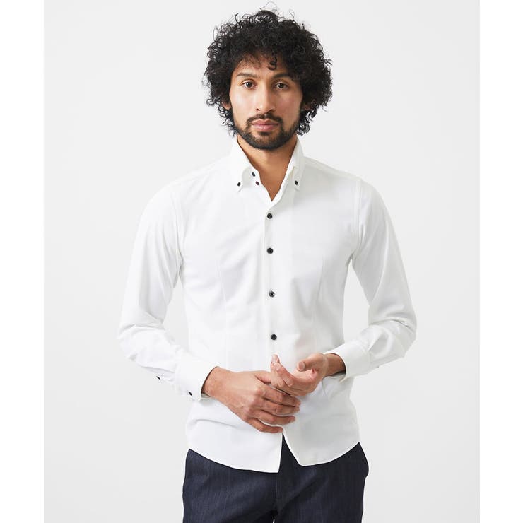 ホワイト | 《日本製》ボタンダウン長袖シャツ | MICHEL KLEIN HOMME