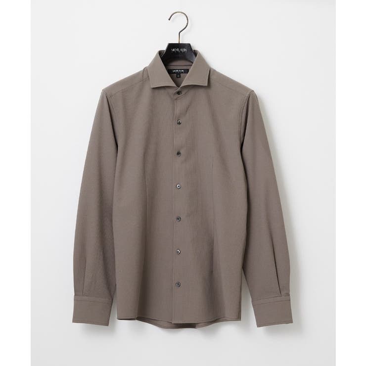 ベージュ | ストレッチサッカー長袖シャツ | MICHEL KLEIN HOMME