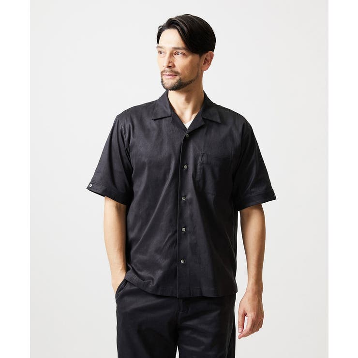 ブラック | 【セットアップ】スエード半袖シャツ | MICHEL KLEIN HOMME