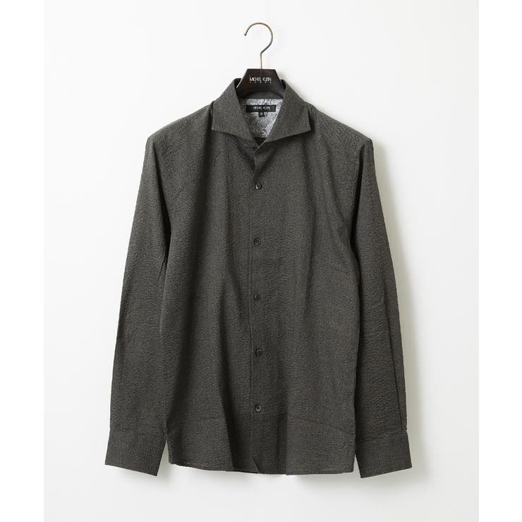 ダークグレー | コットンウェーブ長袖シャツ | MICHEL KLEIN HOMME