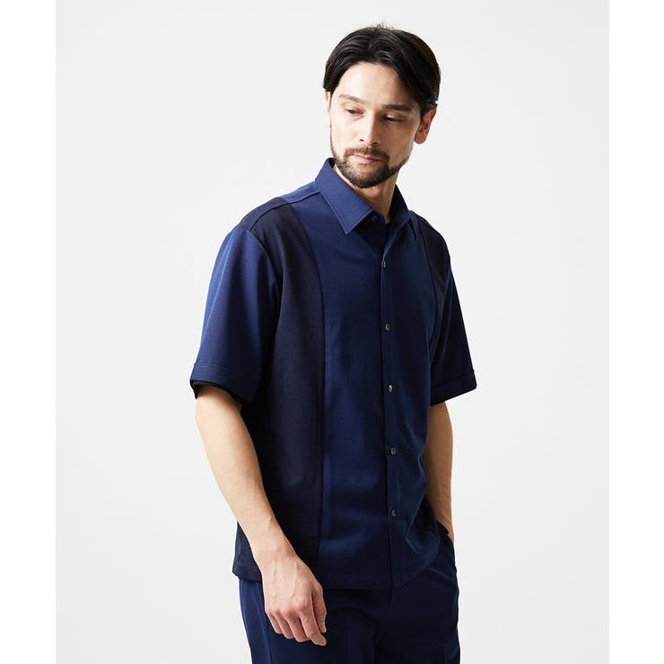【セットアップ】異素材コンビ半袖シャツ | MICHEL KLEIN HOMME | 詳細画像2 