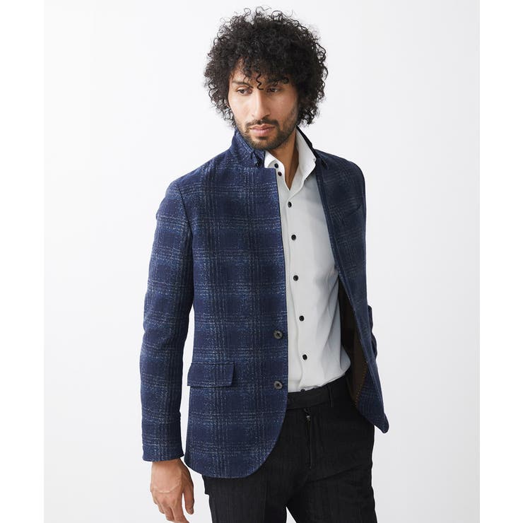 ネイビー(57) | チェック柄コンバーチブルジャケット | MICHEL KLEIN HOMME