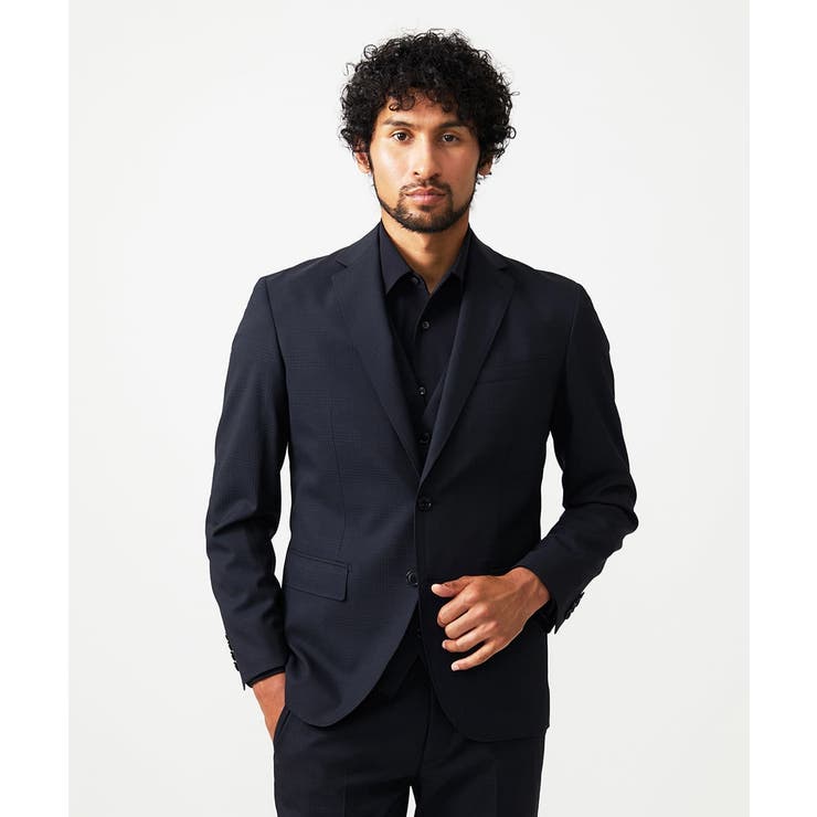 ブラック | 【セットアップ】チェック柄テーラードジャケット | MICHEL KLEIN HOMME