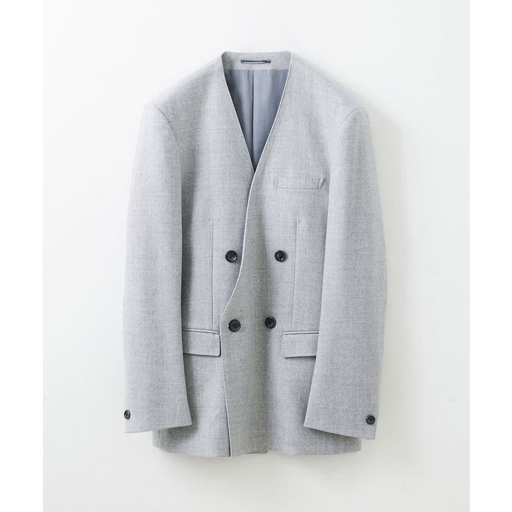 ライトグレー(91) | ノーカラーダブルジャケット | MICHEL KLEIN HOMME