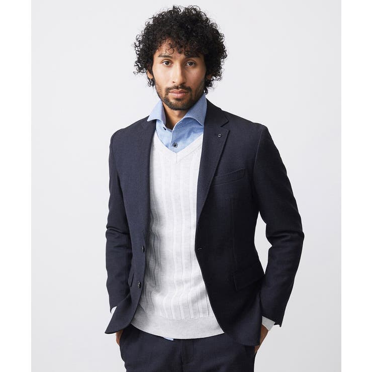 ネイビー | ツィード調ストレッチテーラードジャケット セットアップ | MICHEL KLEIN HOMME