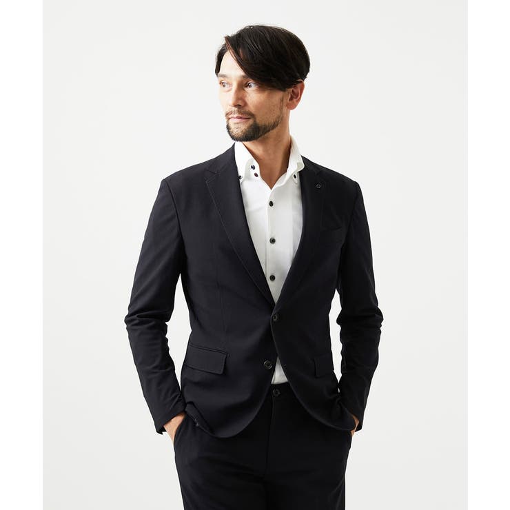 ブラック | 【セットアップ】コットンライクストレッチテーラードジャケット | MICHEL KLEIN HOMME