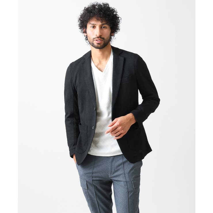 ブランドロゴ刺繍入りニットジャケット | MICHEL KLEIN HOMME | 詳細画像1 