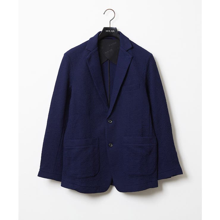 ネイビー(57) | ブランドロゴ刺繍入りニットジャケット | MICHEL KLEIN HOMME