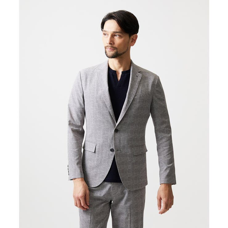 グレー | 【セットアップ】グレンチェック柄テーラードジャケット | MICHEL KLEIN HOMME