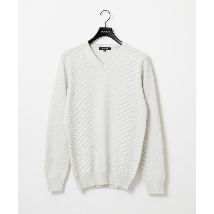 ライトグレー | グラデーションVネックニット | MICHEL KLEIN HOMME