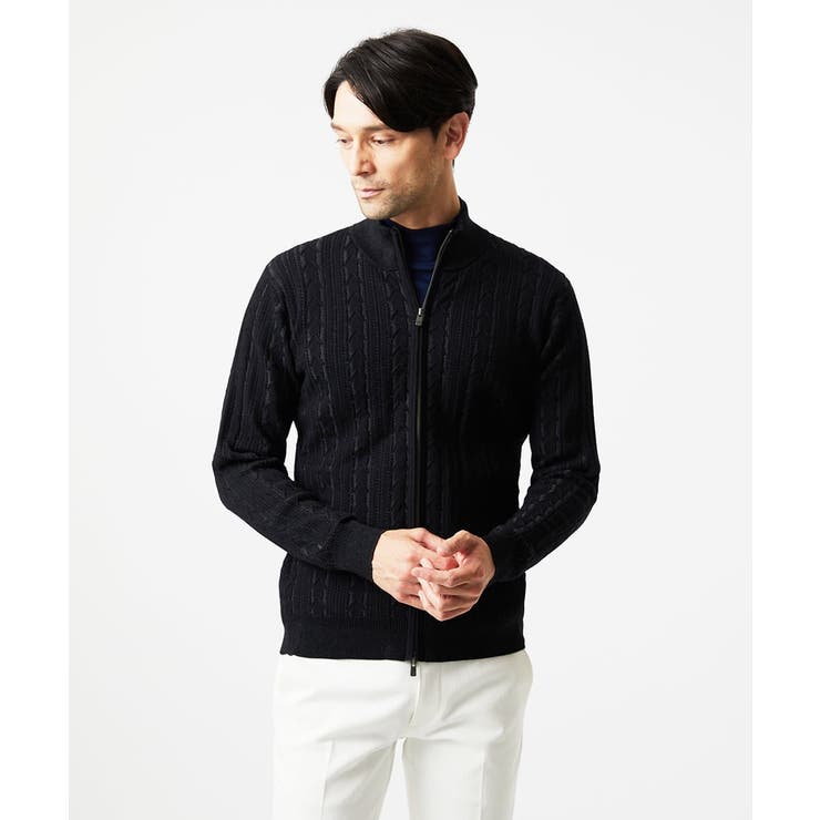 編み込みスタンドカラーニットブルゾン | MICHEL KLEIN HOMME | 詳細画像17 