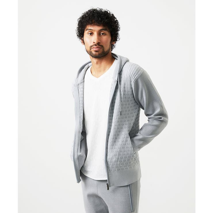 ライトグレー | 【セットアップ】ニットジップアップパーカー | MICHEL KLEIN HOMME