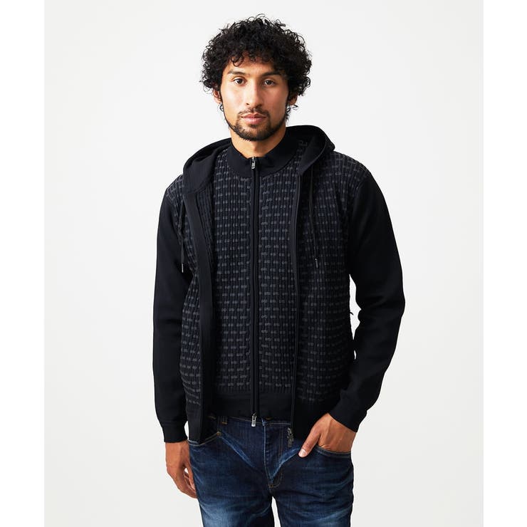 ブラック | 【セットアップ】ニットジップアップパーカー | MICHEL KLEIN HOMME