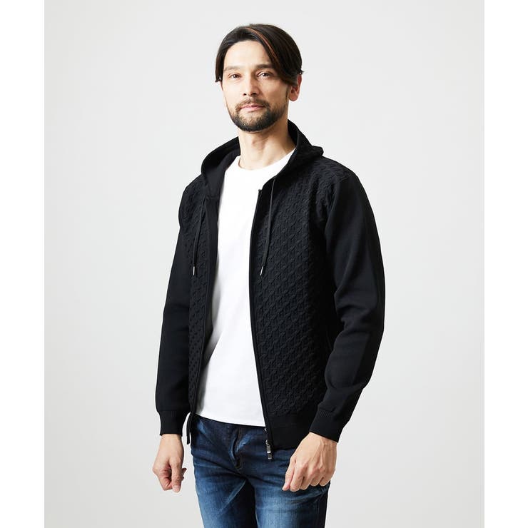 ブラック | ニットジップアップパーカー | MICHEL KLEIN HOMME