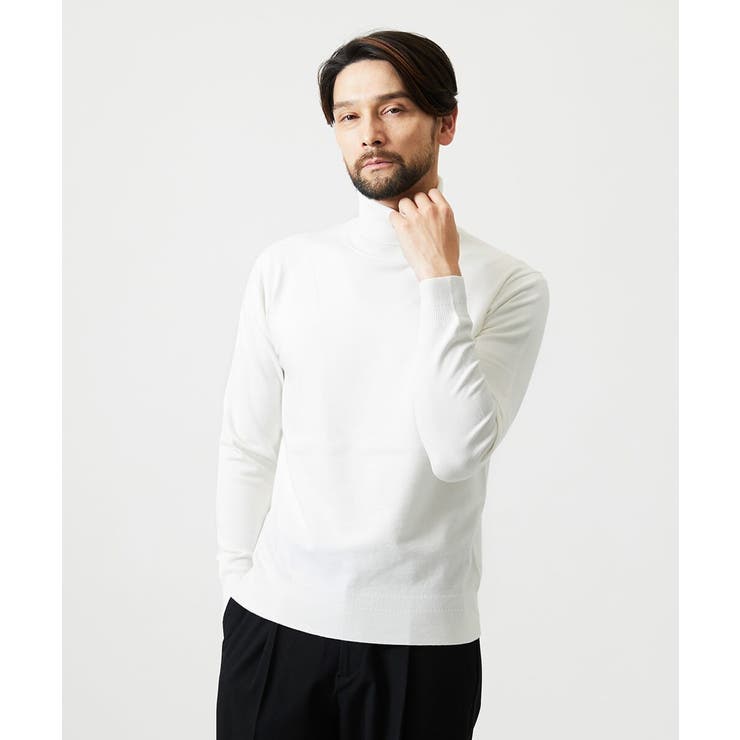 ホワイト | 天竺編タートルネックニット | MICHEL KLEIN HOMME
