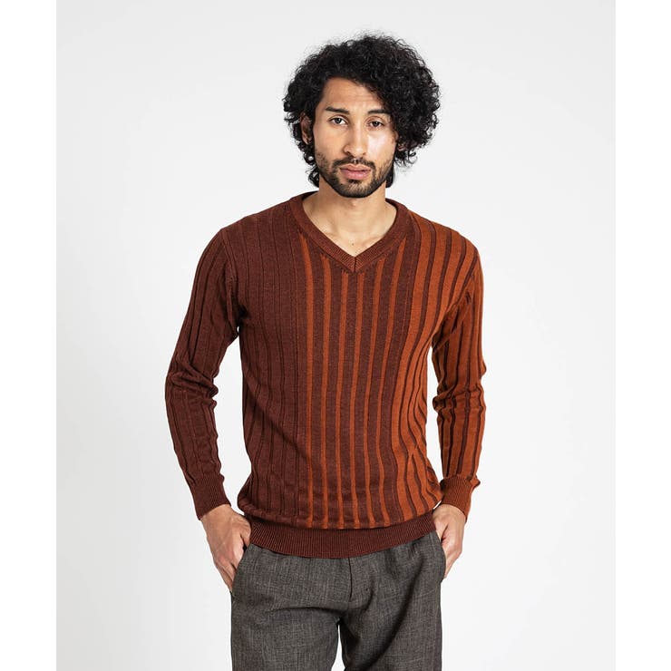 オレンジ(15) | 【2023年モデル】グラデーションVネックニット | MICHEL KLEIN HOMME