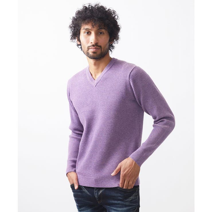 リブ編みVネックニット | MICHEL KLEIN HOMME | 詳細画像4 