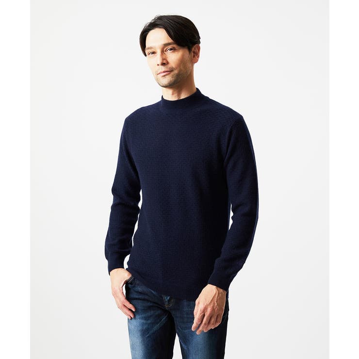 ネイビー | カシミヤモックネックニット | MICHEL KLEIN HOMME