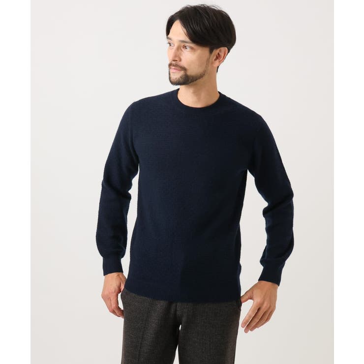 ネイビー | カシミヤクルーネックニット | MICHEL KLEIN HOMME