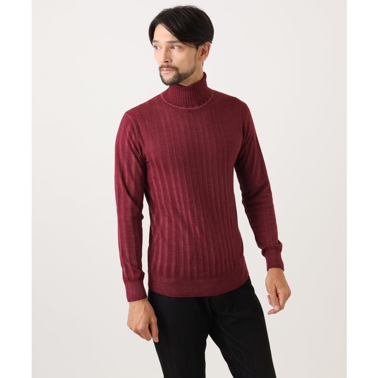 パープル | ガーメントダイリブ タートルネックニット | MICHEL KLEIN HOMME