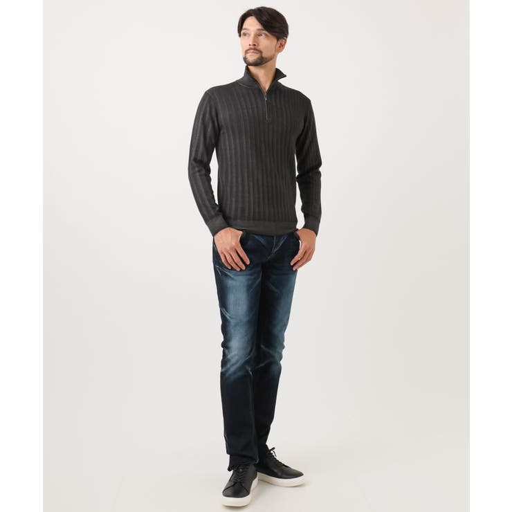 ガーメントダイリブ  ハーフジップニット | MICHEL KLEIN HOMME | 詳細画像15 