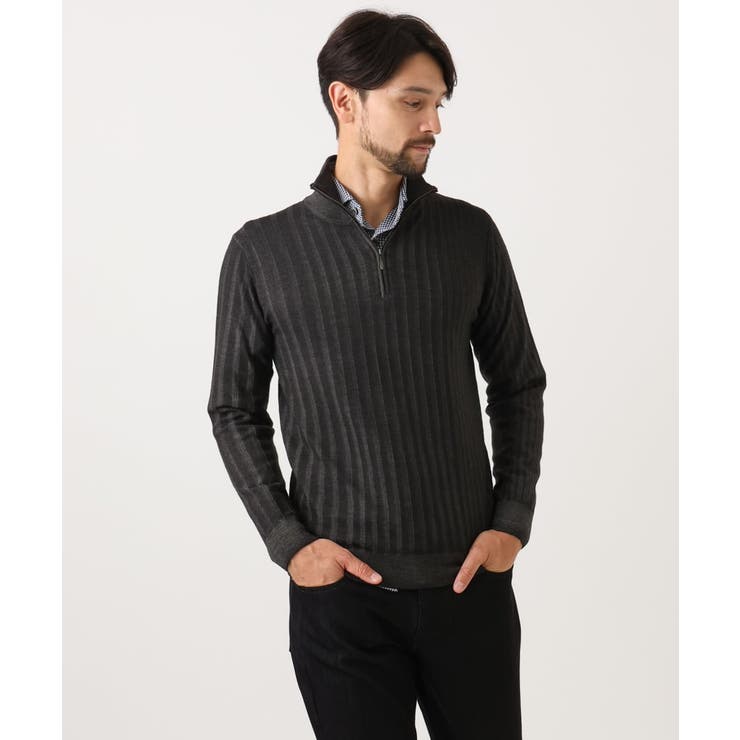 ガーメントダイリブ  ハーフジップニット | MICHEL KLEIN HOMME | 詳細画像16 