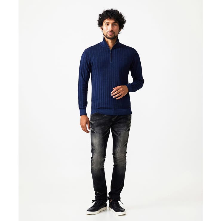 ガーメントダイリブ  ハーフジップニット | MICHEL KLEIN HOMME | 詳細画像2 