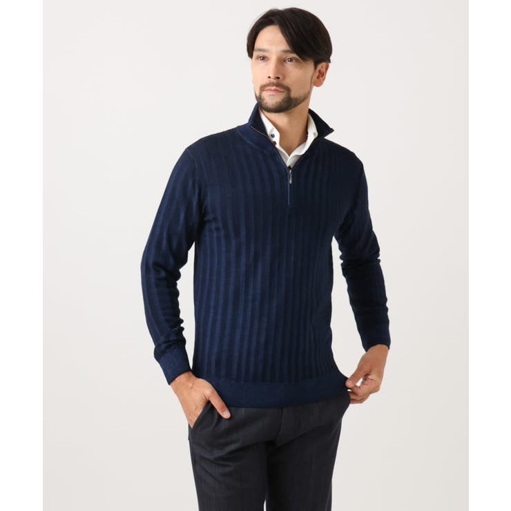 ガーメントダイリブ  ハーフジップニット | MICHEL KLEIN HOMME | 詳細画像3 