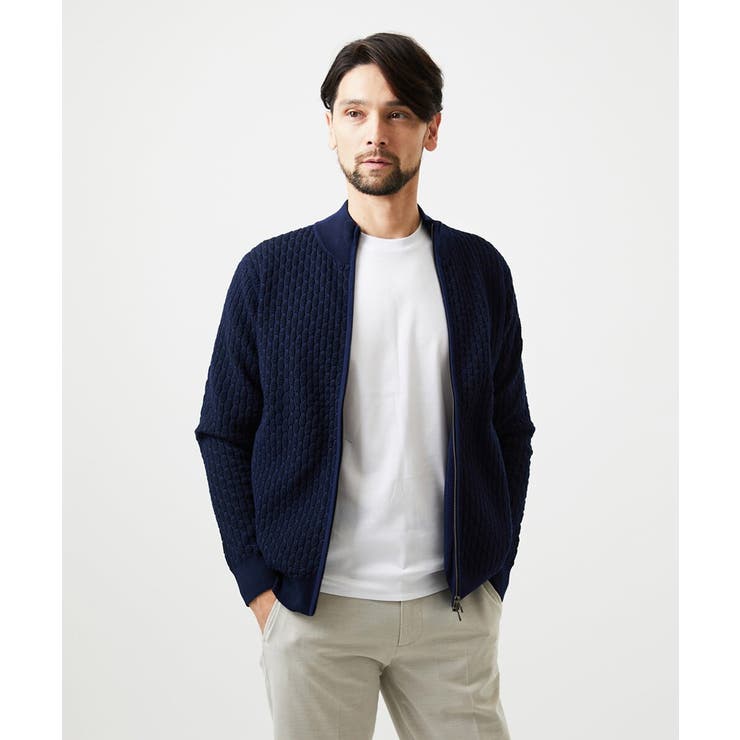 ネイビー | スタンドカラ―ニットカーディガン | MICHEL KLEIN HOMME
