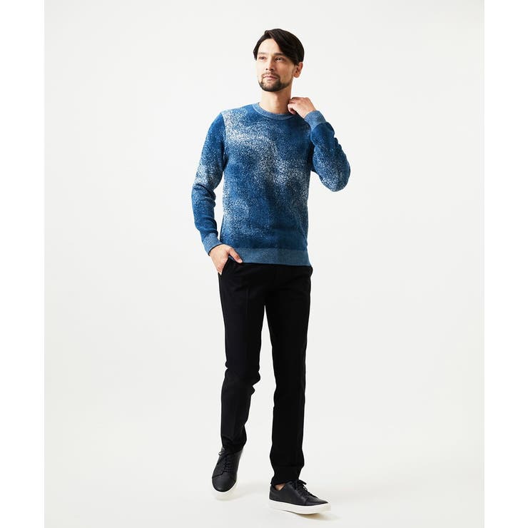 《日本製》スモーク柄クルーネックモールニット | MICHEL KLEIN HOMME | 詳細画像2 