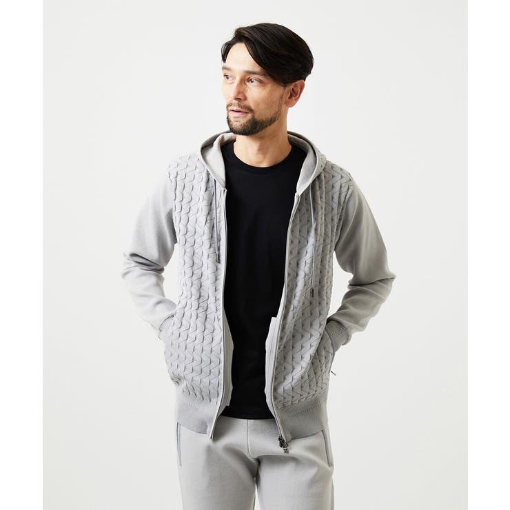 ライトグレー | 【セットアップ】ニットジップアップパーカー | MICHEL KLEIN HOMME