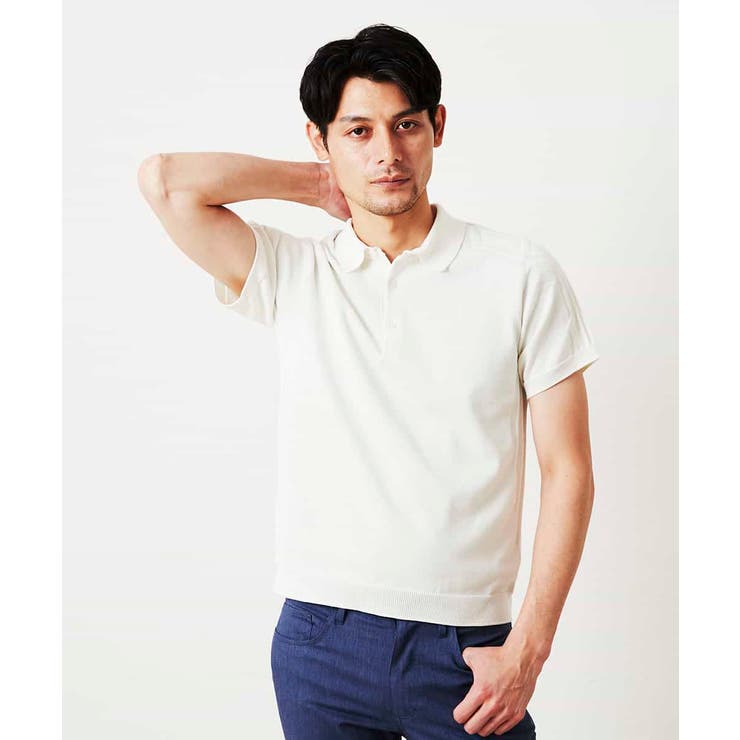 【未使用/2枚セット】MICHEL  HOMME ニットポロ 日本製 ニットポロシャツ（ホールガーメント）[品番：ITKW0001582]｜MICHEL