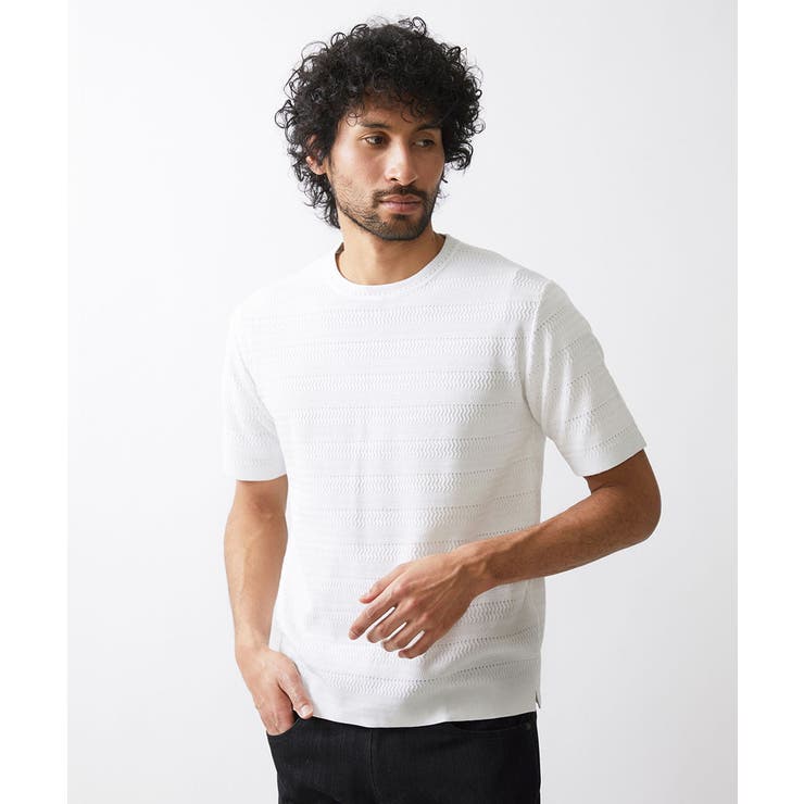 人気ブランドバ40代 ボーダー柄半袖ニットカットソー[品番：ITKW0017291]｜MICHEL トップス
