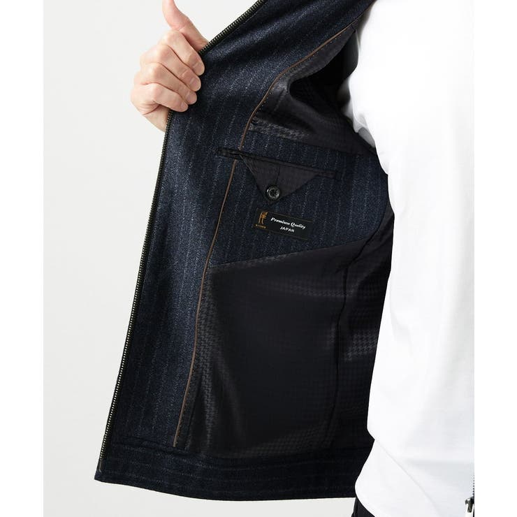 ストライプ柄ウールコットンジップブルゾン | MICHEL KLEIN HOMME | 詳細画像12 