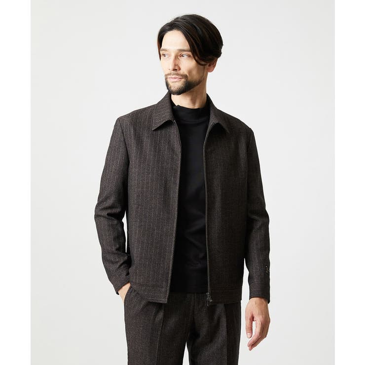 ストライプ柄ウールコットンジップブルゾン | MICHEL KLEIN HOMME | 詳細画像14 