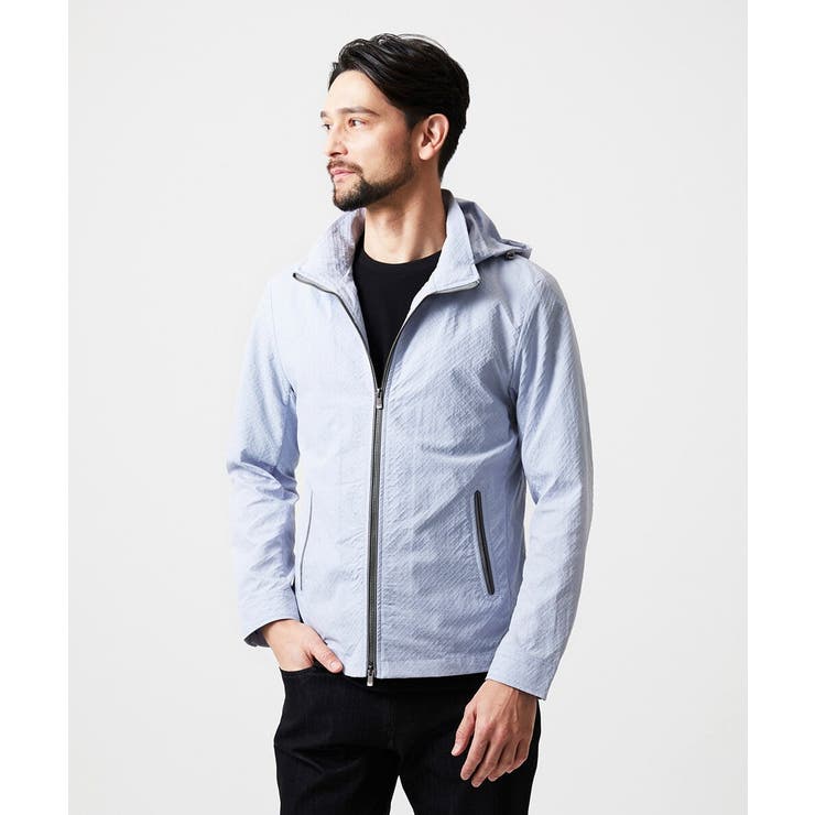 ライトブルー | フード付きスタンドカラーブルゾン | MICHEL KLEIN HOMME