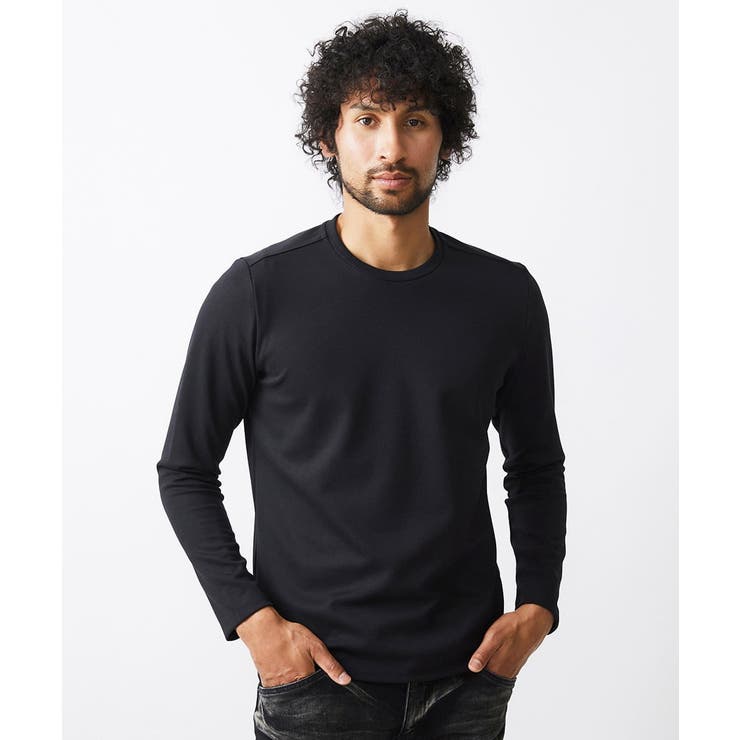 ブラック | 【2024年モデル】ダブルフェイスクルーネック長袖カットソー | MICHEL KLEIN HOMME
