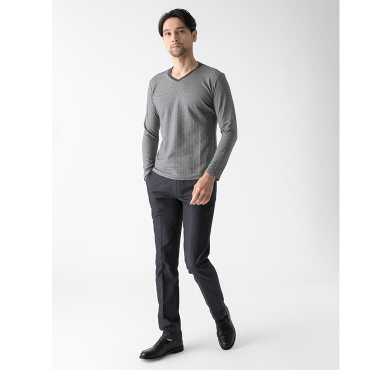 《日本製》レンガ柄Vネック長袖カットソー | MICHEL KLEIN HOMME | 詳細画像11 