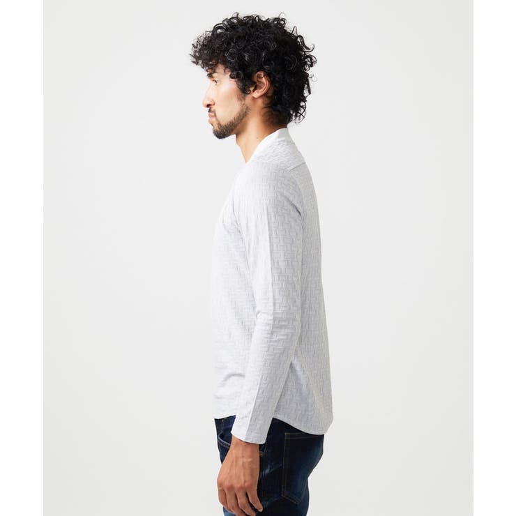 《日本製》レンガ柄Vネック長袖カットソー | MICHEL KLEIN HOMME | 詳細画像5 