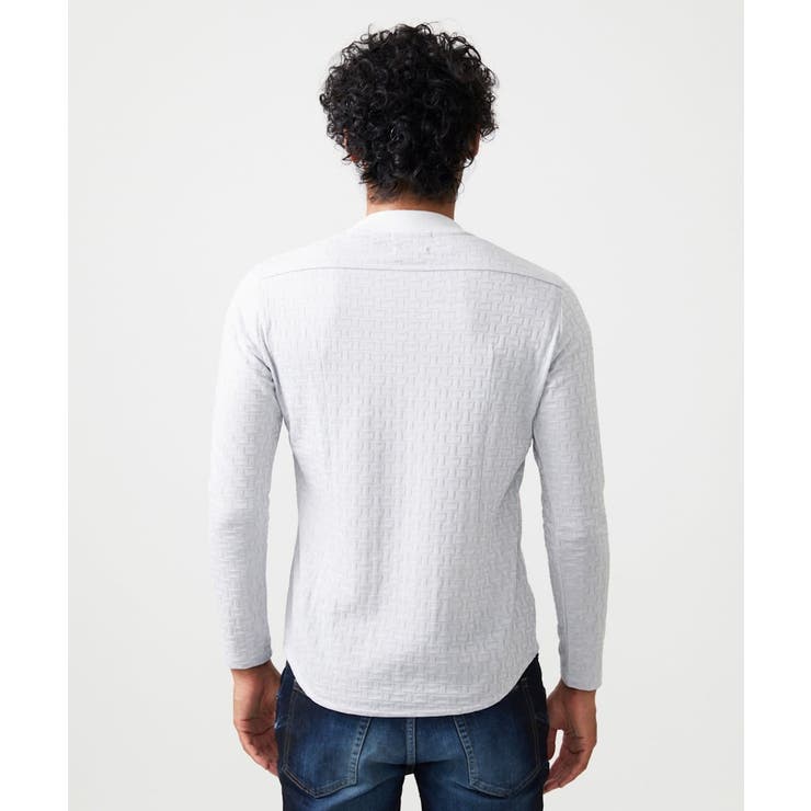 《日本製》レンガ柄Vネック長袖カットソー | MICHEL KLEIN HOMME | 詳細画像6 